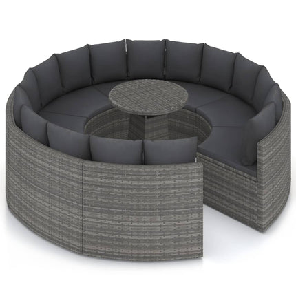 sofasæt til haven 9 dele med hynder polyrattan grå