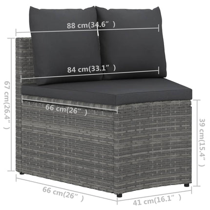 sofasæt til haven 9 dele med hynder polyrattan grå