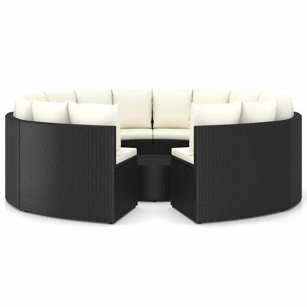 sofasæt til haven 9 dele med hynder polyrattan sort