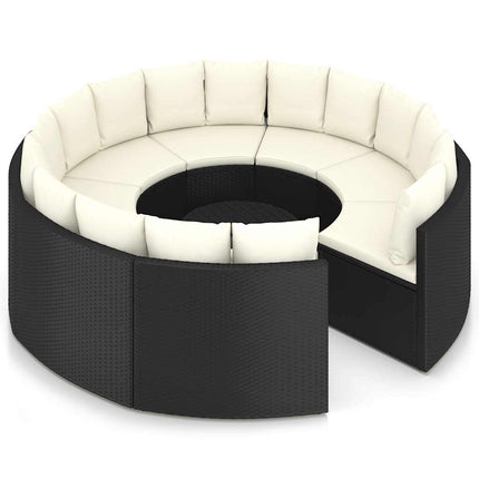 sofasæt til haven 9 dele med hynder polyrattan sort