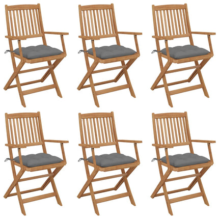 foldbare havestole 6 stk. med hynder massivt akacietræ