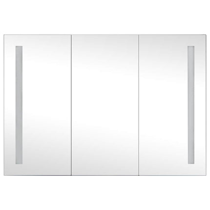 badeværelsesskab med spejl + LED-lys 89x14x62 cm