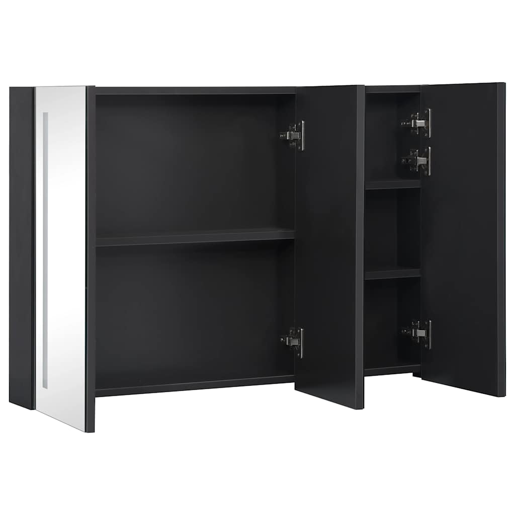 badeværelsesskab med spejl + LED-lys 89x14x62 cm