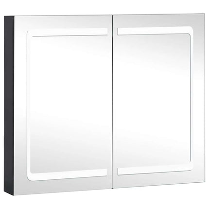badeværelsesskab med spejl + LED-lys 80x12,2x68 cm