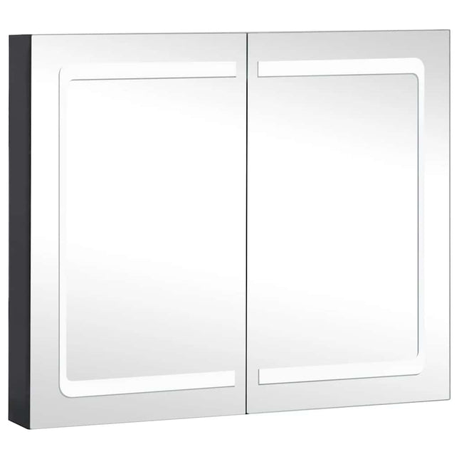 badeværelsesskab med spejl + LED-lys 80x12,2x68 cm