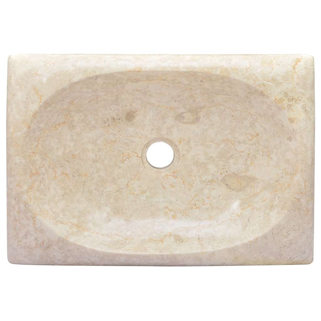 håndvask 50x35x10 cm marmor cremefarvet