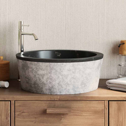 håndvask Ø40x15 cm marmor sort