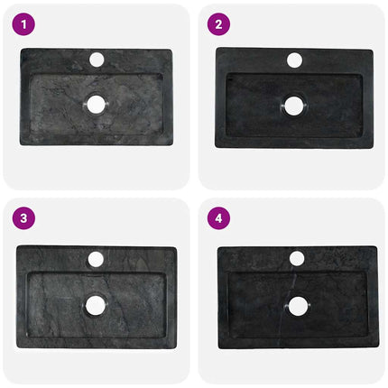 væghængt håndvask 38x24x6,5 cm marmor sort