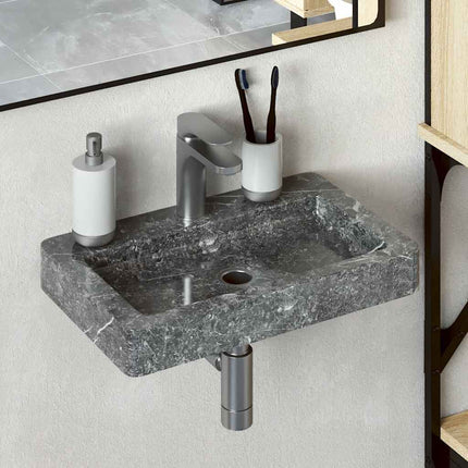 væghængt håndvask 38x24x6,5 cm marmor grå