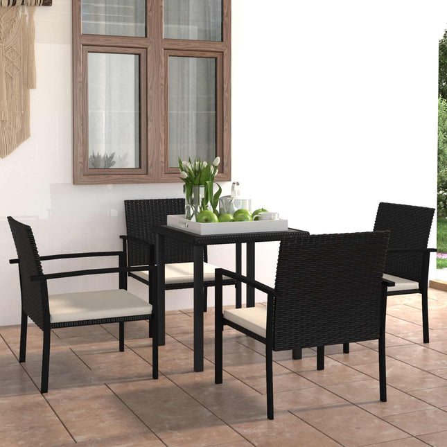 Have Spisebordssæt 5 pcs Sort polyrattan