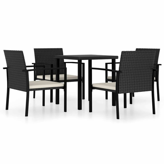 Have Spisebordssæt 5 pcs Sort polyrattan