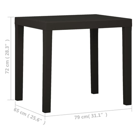 havebord 79x65x72 cm plastik antracitgrå