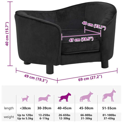 hundesofa 69x49x40 cm plys sort