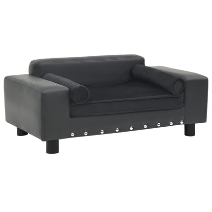 hundesofa 81x43x31 cm plys og kunstlæder mørkegrå