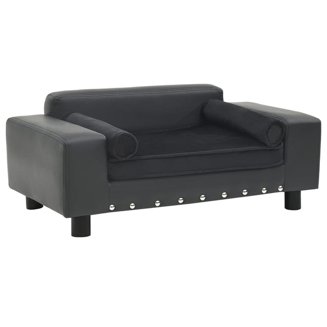 hundesofa 81x43x31 cm plys og kunstlæder mørkegrå