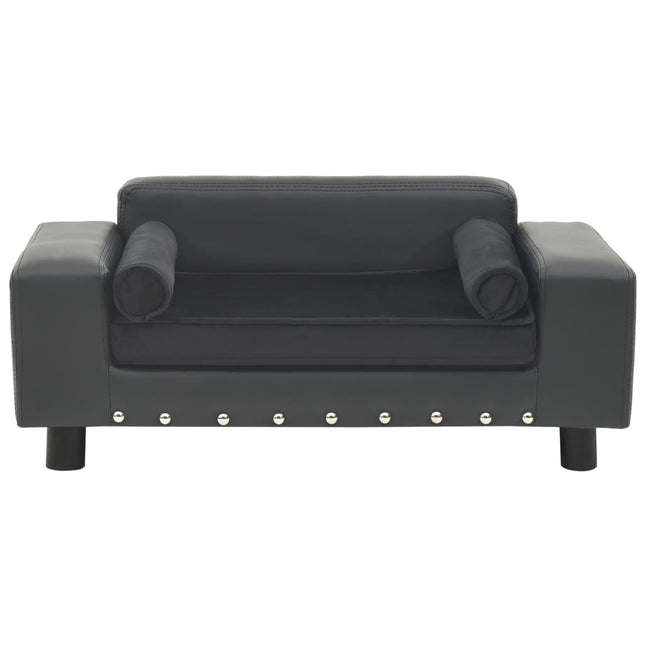 hundesofa 81x43x31 cm plys og kunstlæder mørkegrå