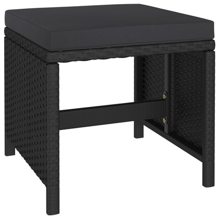 udendørs spisebordssæt 6 dele med hynder polyrattan sort