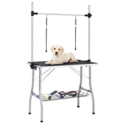 vaske-/trimmebord til hund justerbart m. 2 løkker og kurv