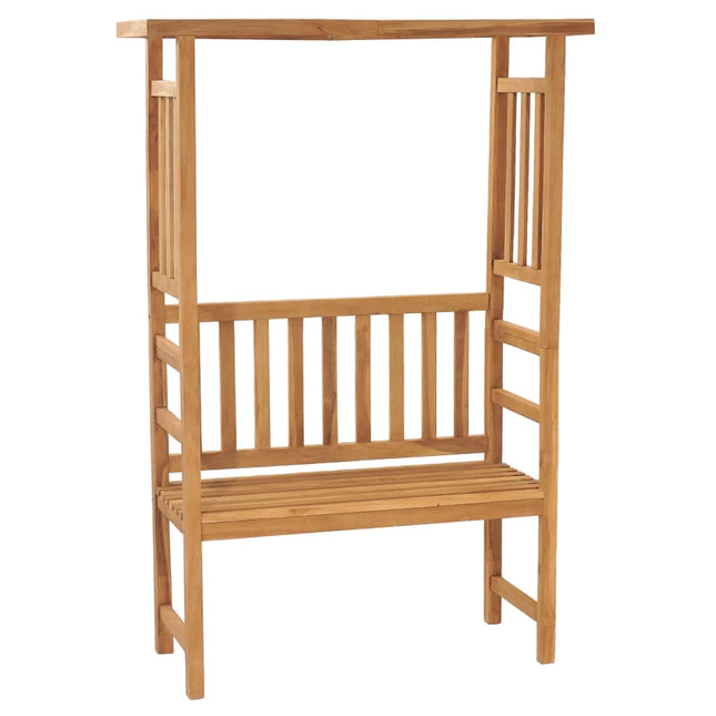 havebænk med pergola 115 cm massivt teaktræ