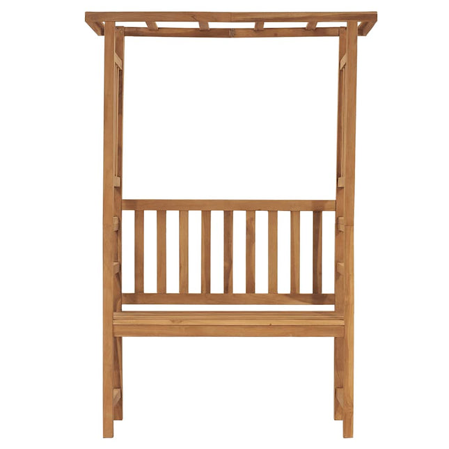 havebænk med pergola 115 cm massivt teaktræ