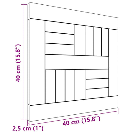 firkantet bordplade 40x40x2,5 cm massivt teaktræ