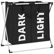 vasketøjskurv i 2 sektioner sort