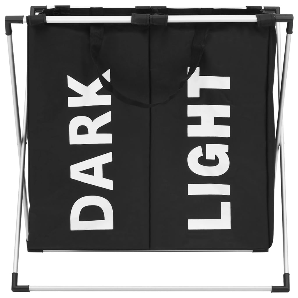 vasketøjskurv i 2 sektioner sort