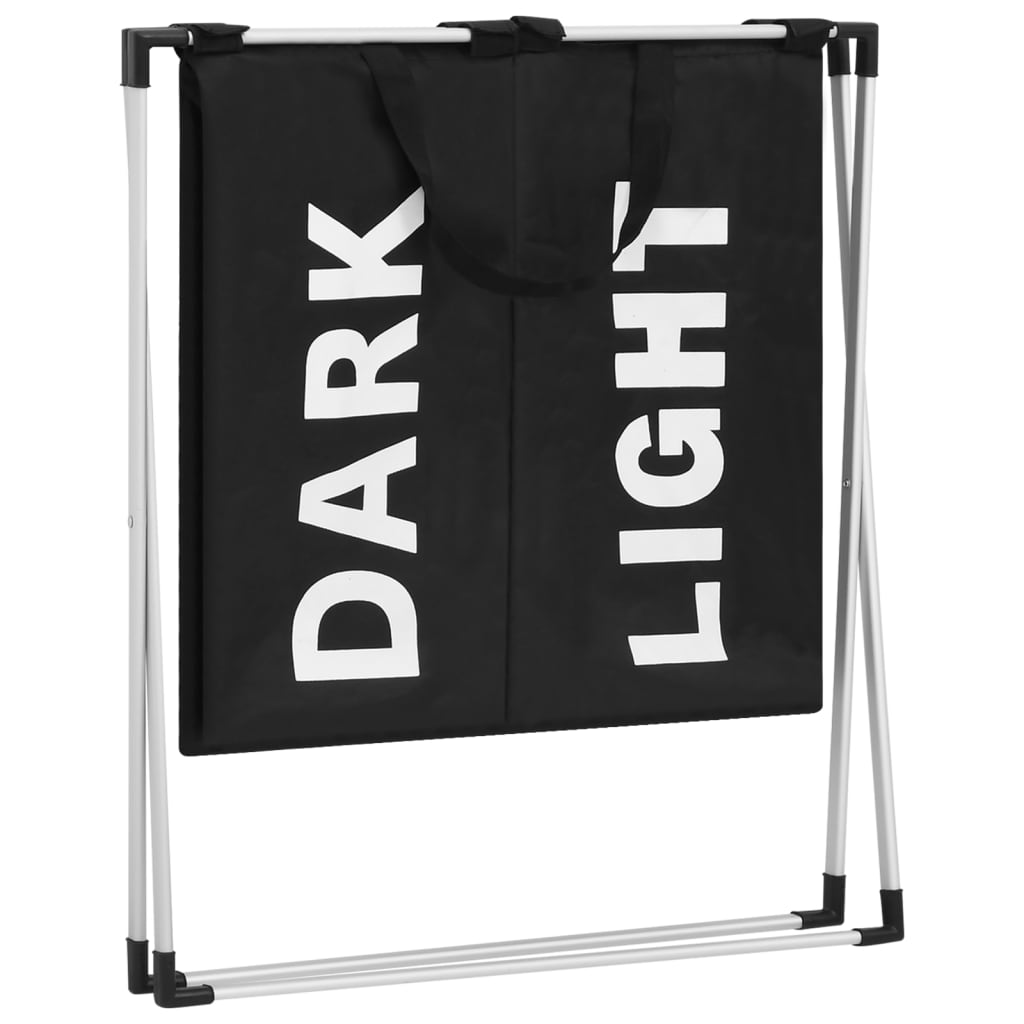 vasketøjskurv i 2 sektioner sort