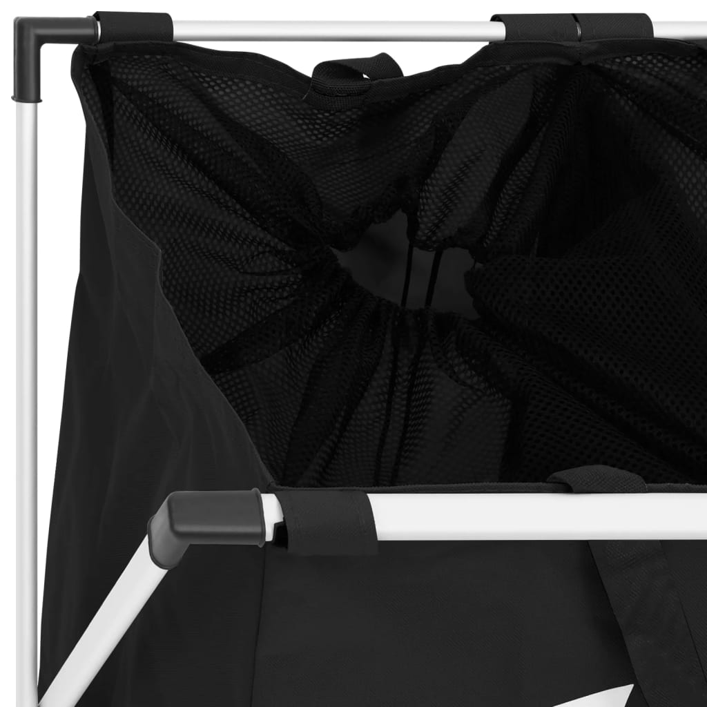 vasketøjskurv i 2 sektioner sort