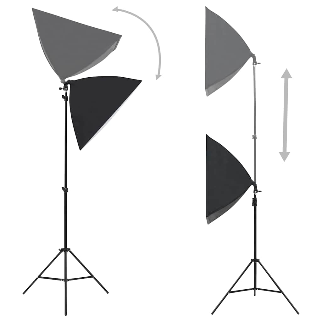 fotostudiesæt med softbox-lamper + baggrund og reflektor