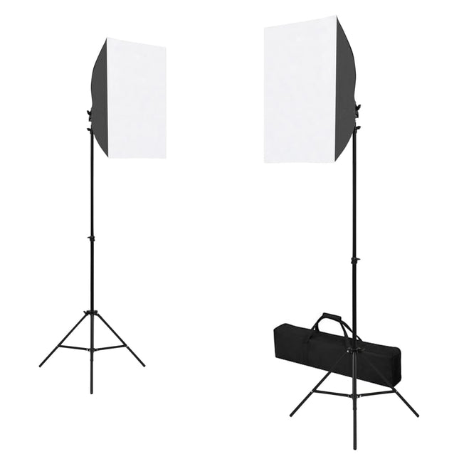 fotostudiesæt med softbox-lamper + baggrund og reflektor