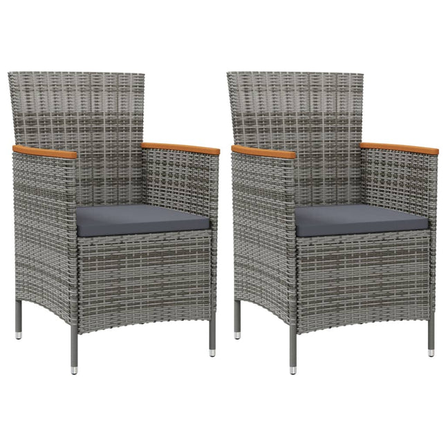 havestole 2 stk. polyrattan grå