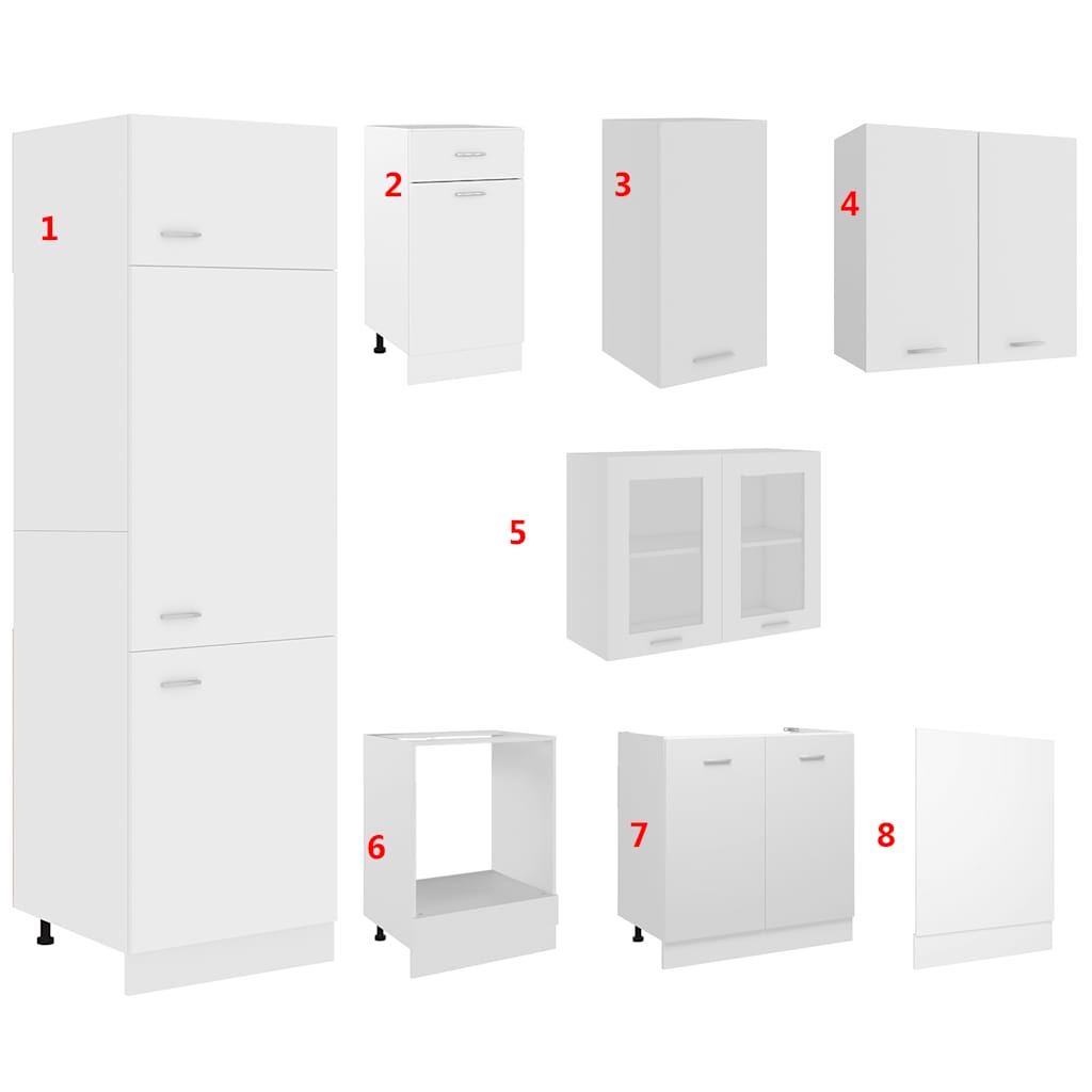 8-delt køkkenskabssæt "Lyon" hvidt konstrueret træ