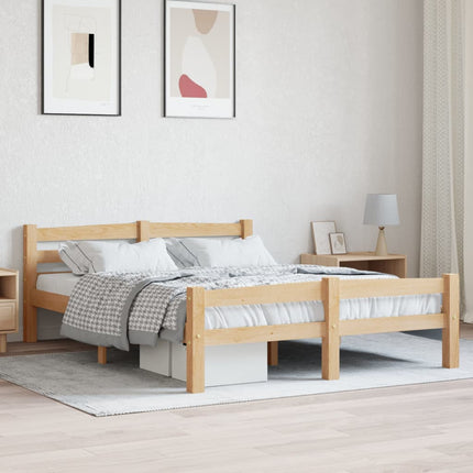 sengeramme uden madras massivt fyrretræ 140x200 cm