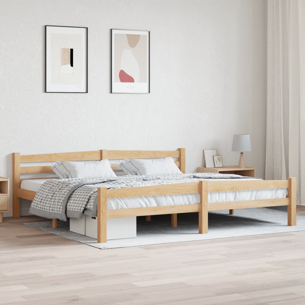 sengeramme uden madras massivt fyrretræ 200x200 cm