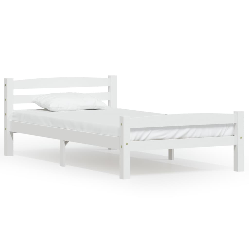 Sengeramme uden madras massivt fyrretræ 100x200 cm hvid