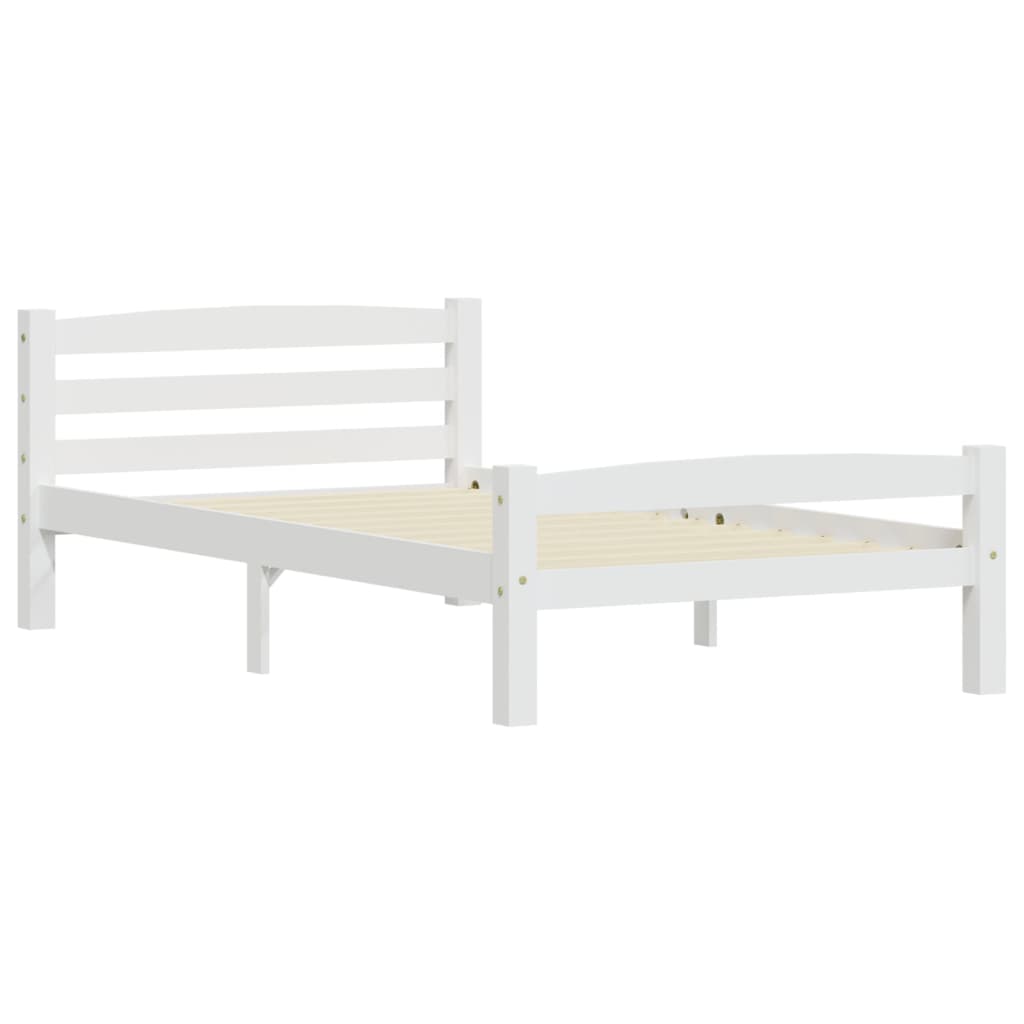 Sengeramme uden madras massivt fyrretræ 100x200 cm hvid