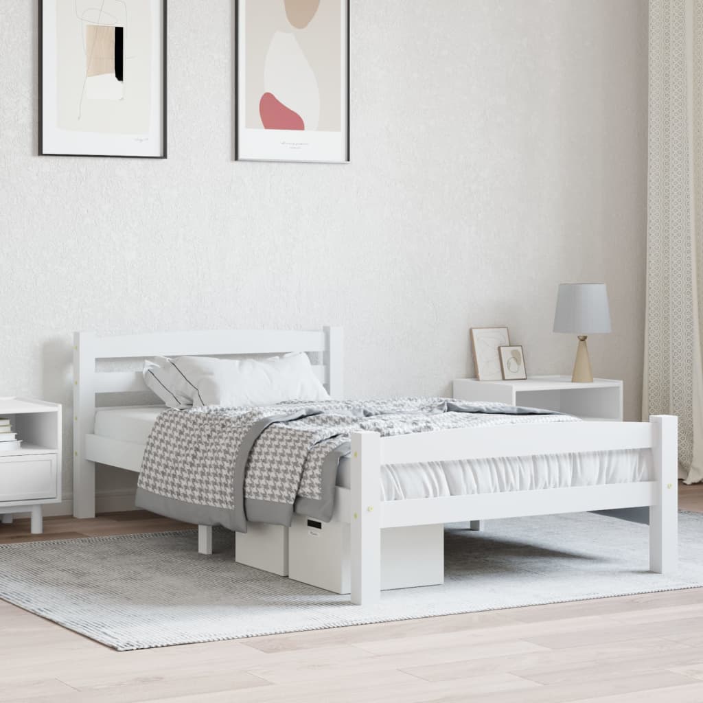 Sengeramme uden madras massivt fyrretræ 100x200 cm hvid
