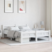 sengeramme uden madras massivt fyrretræ 120x200 cm hvid