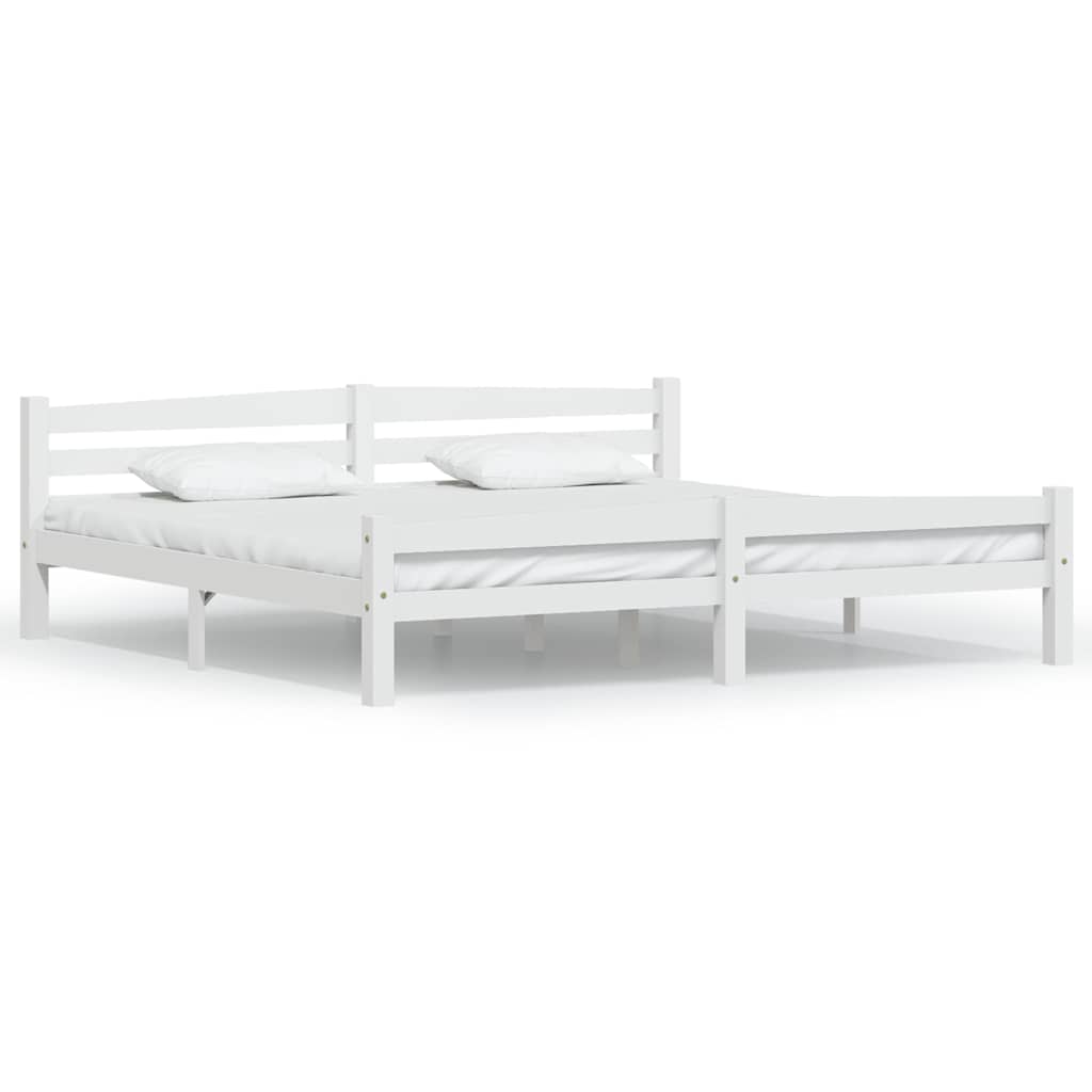 sengeramme uden madras massivt fyrretræ 200x200 cm hvid