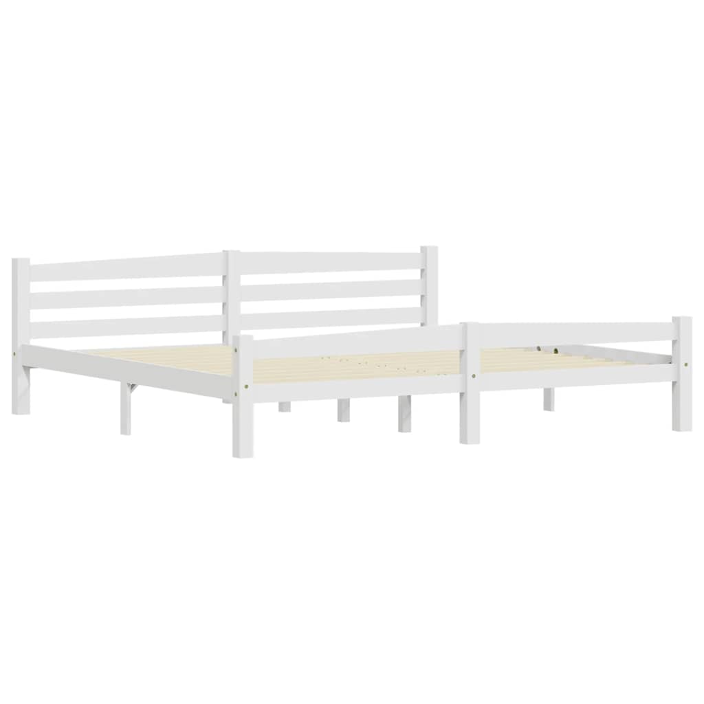 sengeramme uden madras massivt fyrretræ 200x200 cm hvid