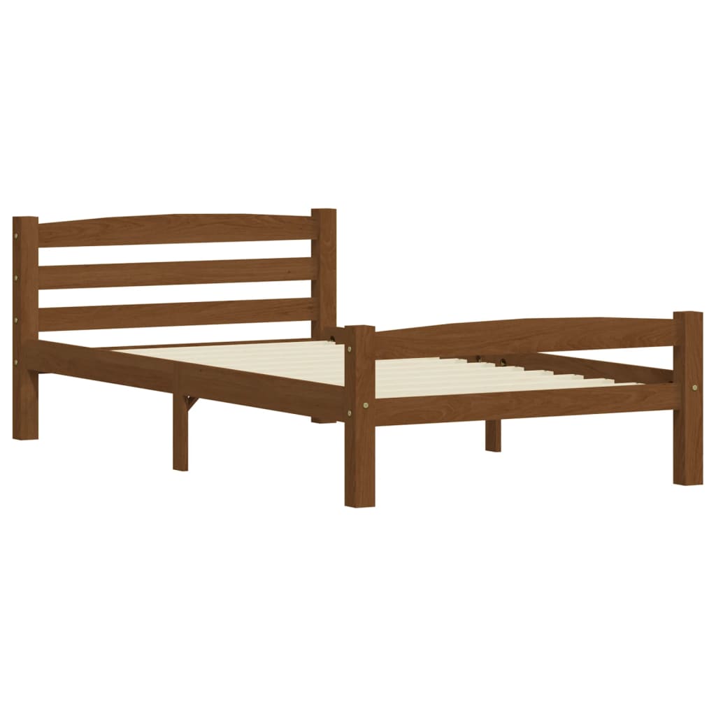 sengeramme uden madras massivt fyrretræ 90x200 cm honningbrun