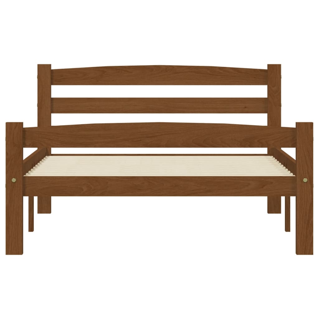sengeramme uden madras massivt fyrretræ 90x200 cm honningbrun