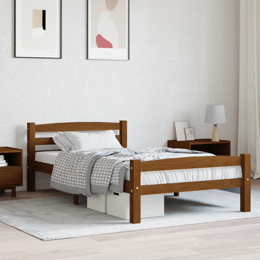 sengestel 100x200 cm massivt fyrretræ gyldenbrun