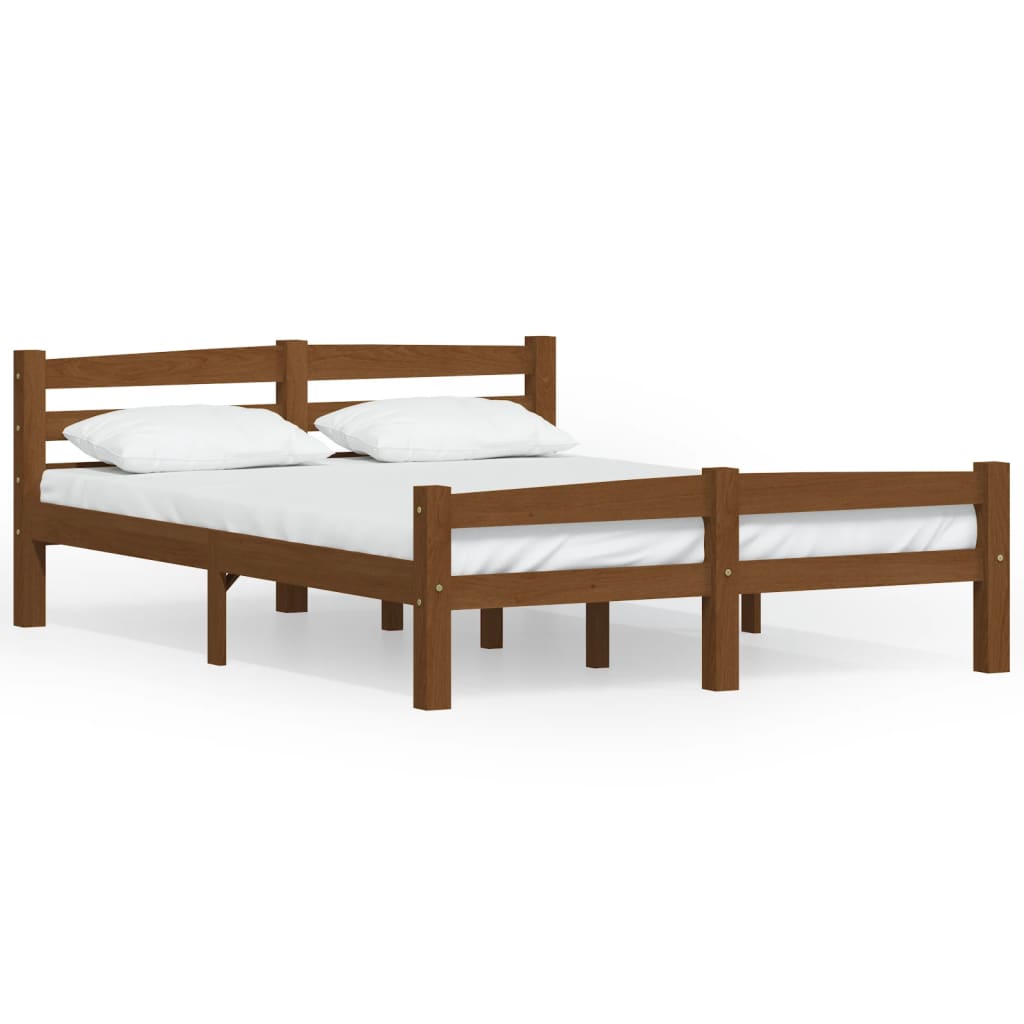 sengeramme uden madras massivt fyrretræ 140x200 cm honningbrun