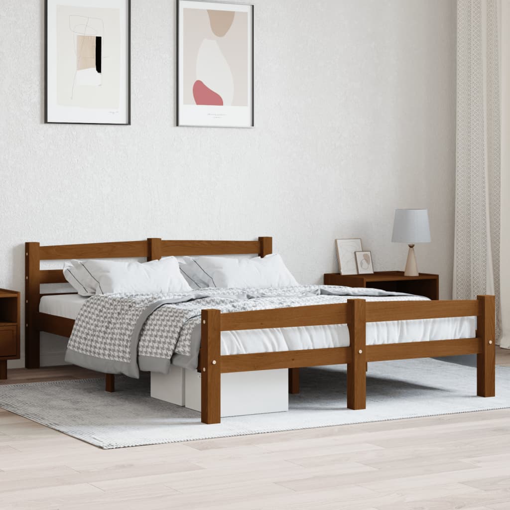 sengeramme uden madras massivt fyrretræ 140x200 cm honningbrun