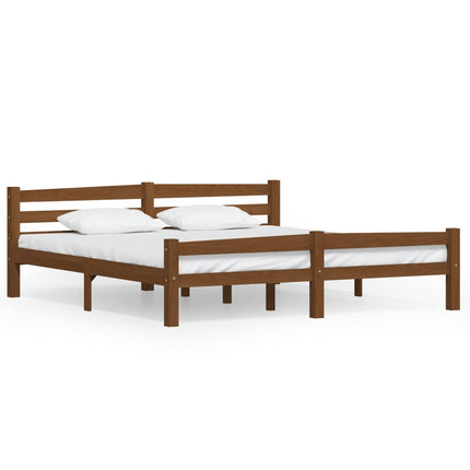 sengeramme uden madras massivt fyrretræ 180x200 cm honningbrun