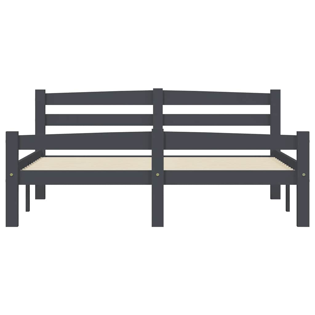 Sengeramme uden madras massivt fyrretræ 120x200 cm mørkegrå