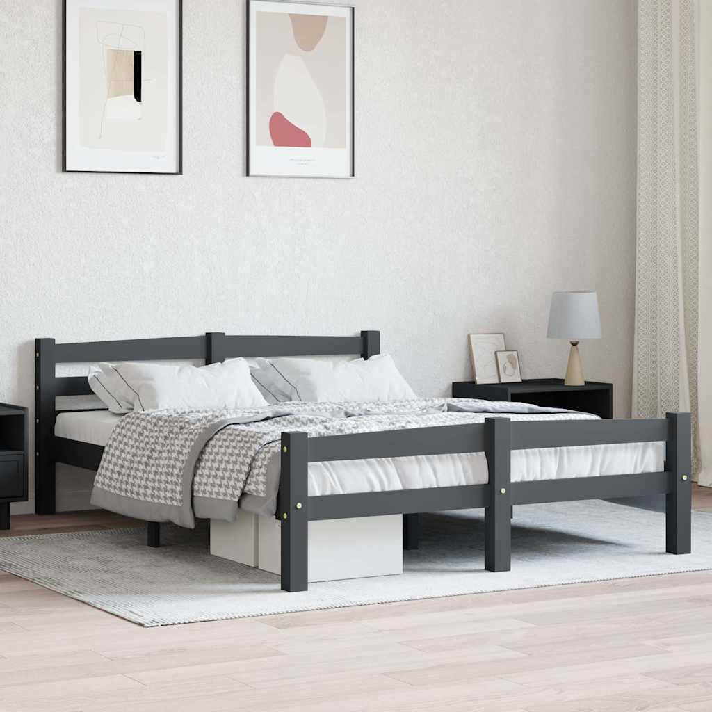 Sengeramme uden madras massivt fyrretræ 120x200 cm mørkegrå