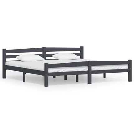 sengeramme uden madras massivt fyrretræ 200x200 cm mørkegrå
